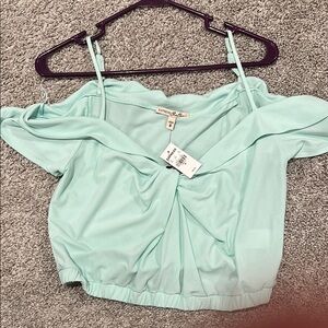 Lush Light Blue Off-Shoulder Top